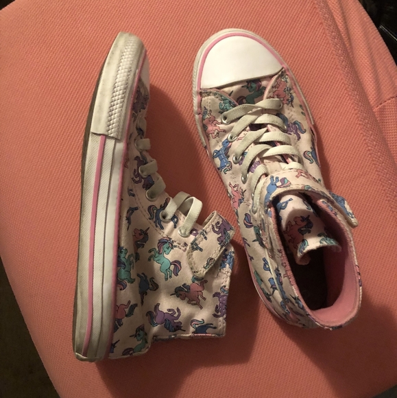 Children Unicorn Pink High Top Converse - Picture 9 of 9